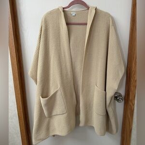 Aerie Cream Knit Open-Front Poncho